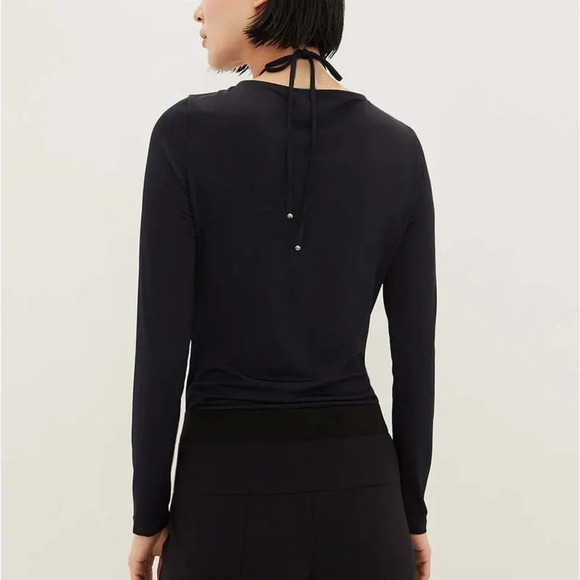 Veronica Beard Roque Ruched Tie Back Top in Navy NWT - Picture 4 of 6